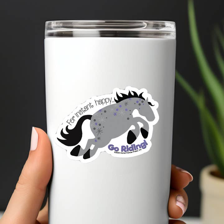 Horse Hollow Press - Wholesale Sticker - 3" Tumbler Horse Sticker / Instant Happy / WATERPROOF