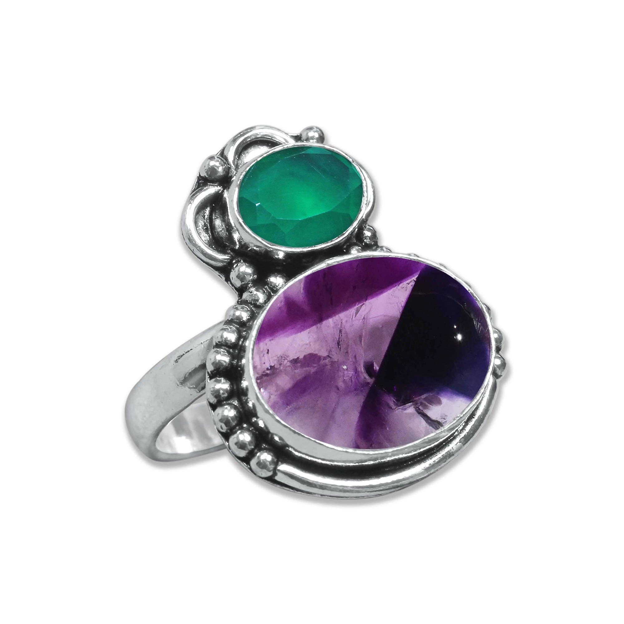 Handmade Jewels - Wholesale Cocktail/gelegenheidsring - Meerstenen Ringen – Handgemaakt, Zilvergeplateerd, Boho Stijl (Vaste Maten US 6–10)14