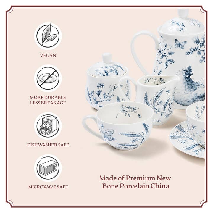 Blue Stallion Farm - Wholesale Tea Set - BLUE & WHITE 11-PIECE TEA SET WITH GIFTBOX7