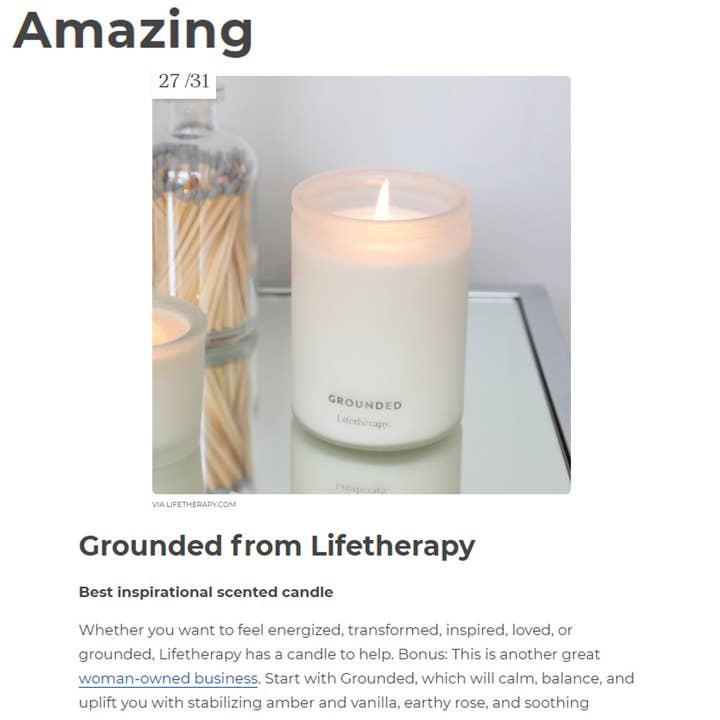 Lifetherapy - Wholesale Jar/Filled Candle - Soy Wax Candle - GROUNDED 10oz.1