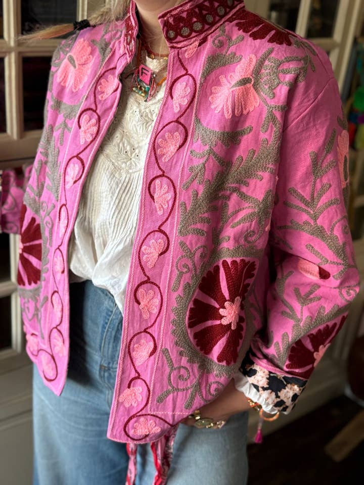 ToutVintage - Wholesale Jacket - Women's - Cotton embroidery jacket pink panther