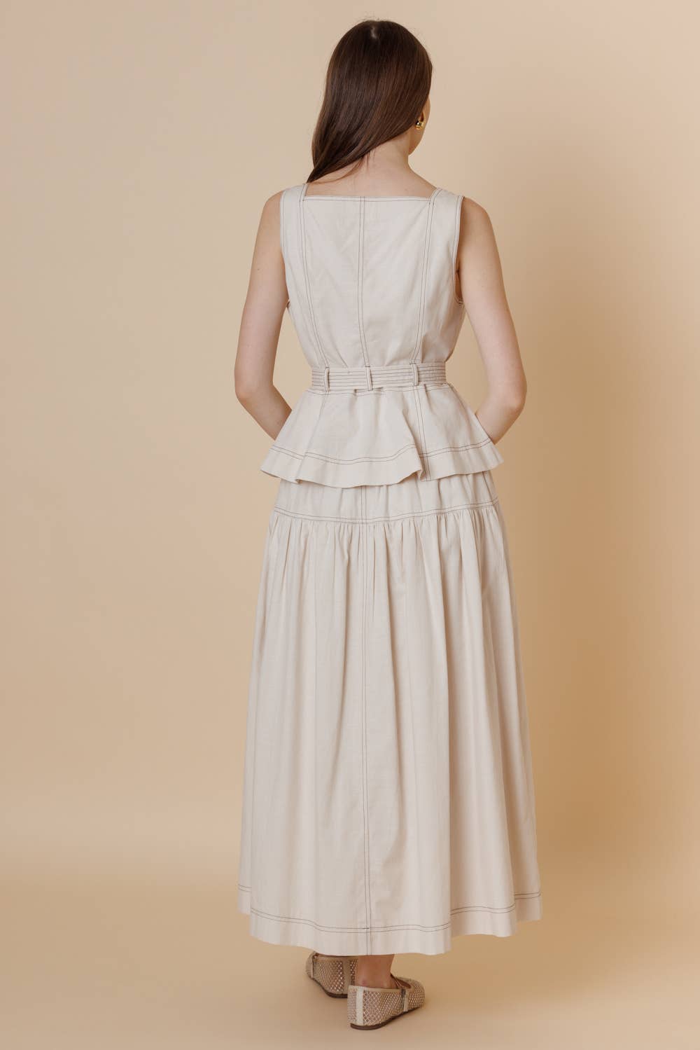 A & SHE - Wholesale T-Shirt - Women's - Square Neck Button Down Contrast Stitch Belted Top7