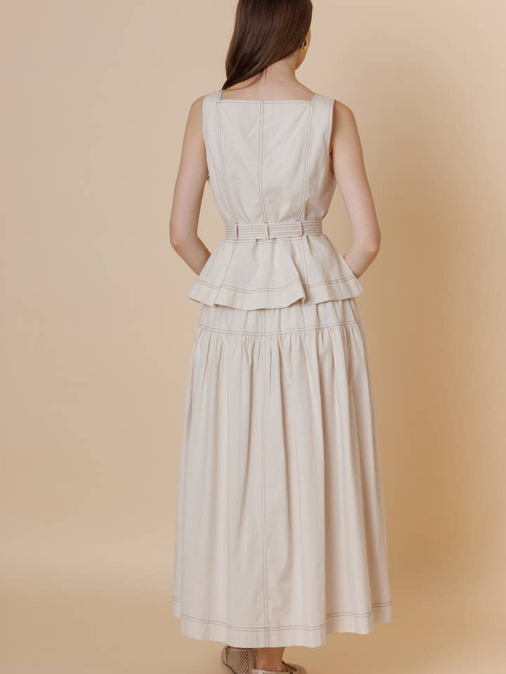 A & SHE - Wholesale T-Shirt - Women's - Square Neck Button Down Contrast Stitch Belted Top7