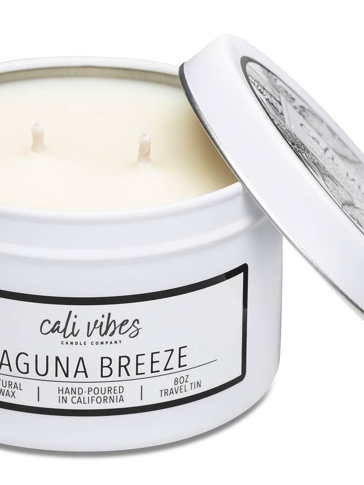 Laguna Breeze - 8oz Travel Tin for wholesale by Cali Vibes Candle Company