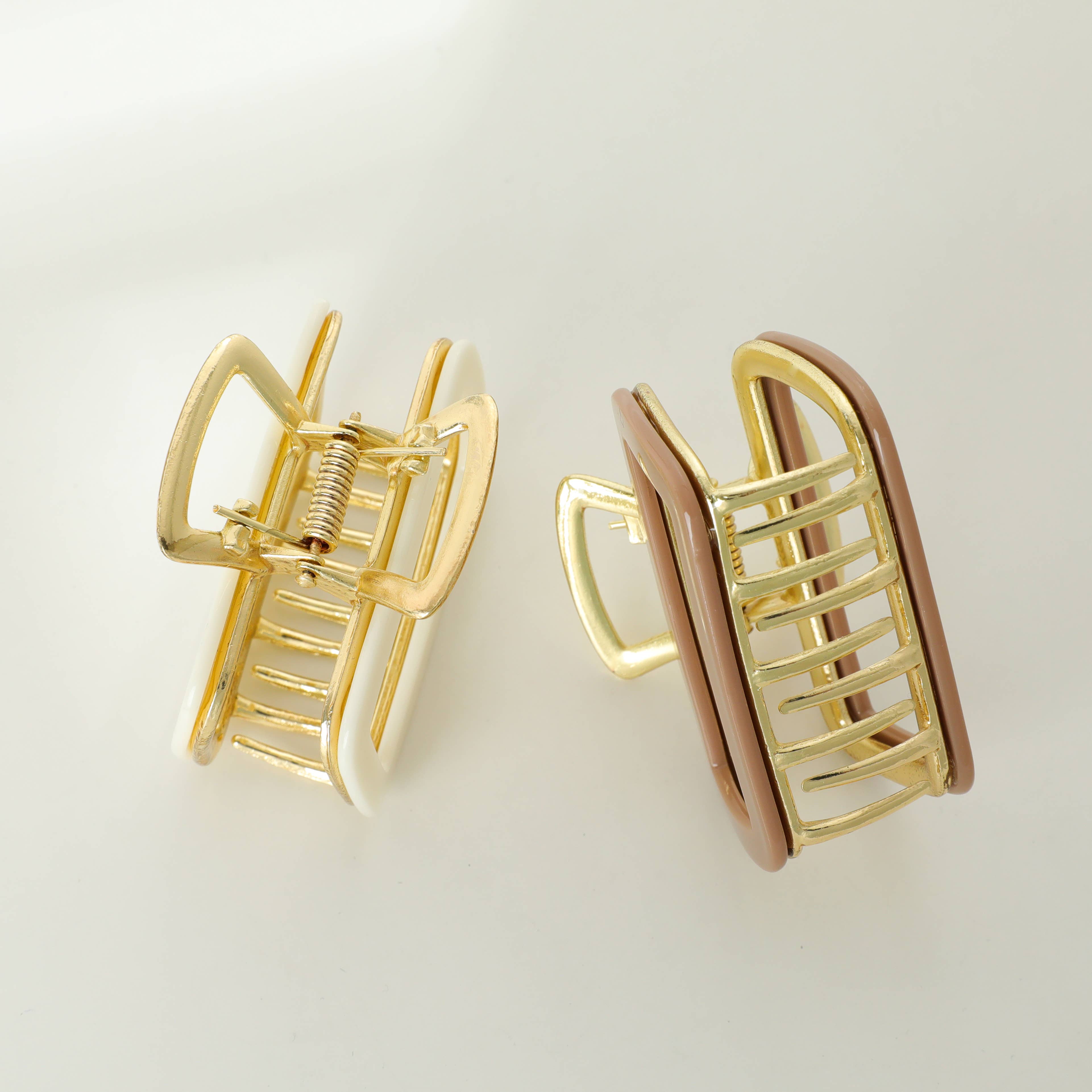 Assorted Harlow Solid Hollow Rectangle Metal Claw Clip - Medium for wholesale on Faire1