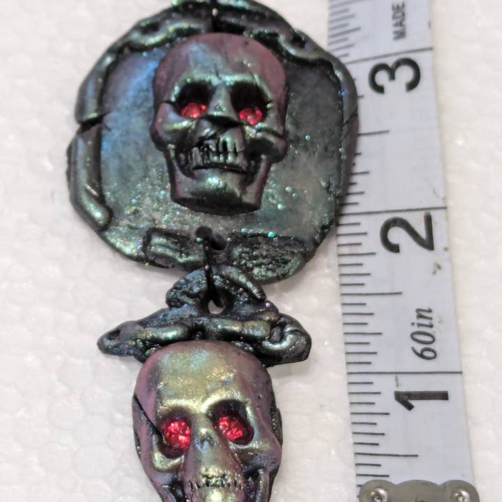 Gay Isber Designs - Wholesale Pendant/Charm Necklace - Spooky Skull Necklace Handmade Halloween Jewelry by Sugar Gay Isber – One-of-a-Kind, Ready to Ship! 22 inch black chain Unisex5