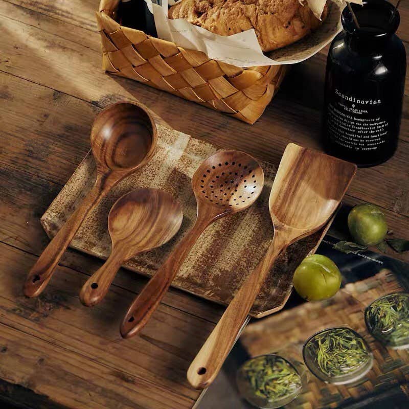 Gohobi （We cover U.S. import duties） - Wholesale Kitchen Utensil Set - Gohobi A Set of 7 Wooden Kitchen Utensils Cutlery6