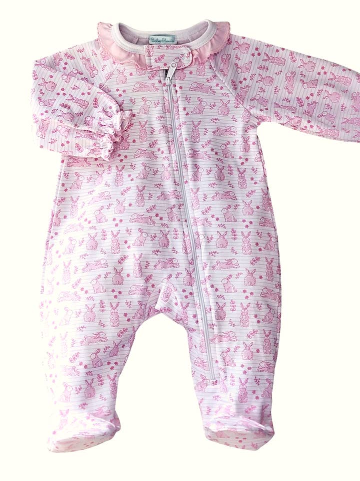 Easter Bunnies footie girl Pima Cotton for wholesale by Baby Threads