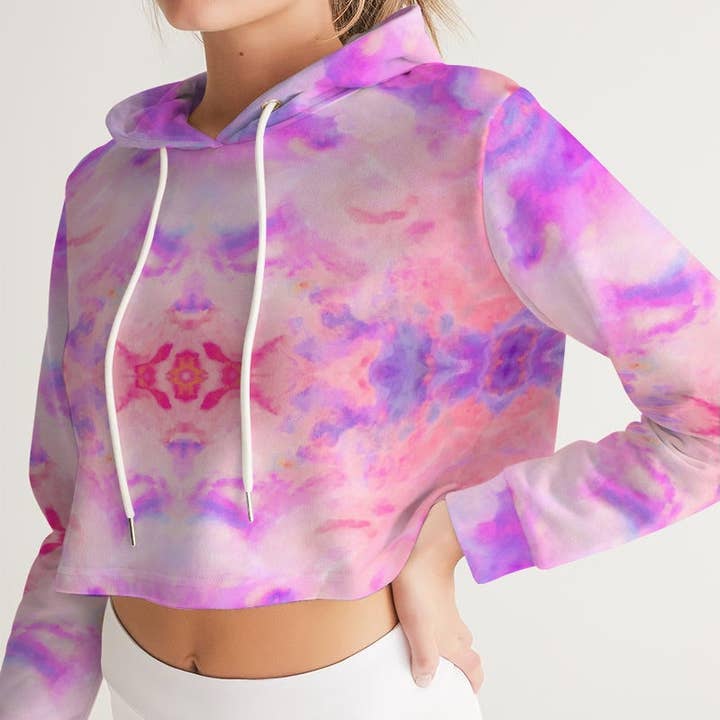 Pareidolia XOX Cotton Candy Women's Cropped Hoodie for wholesale by Fridge Art Boutique