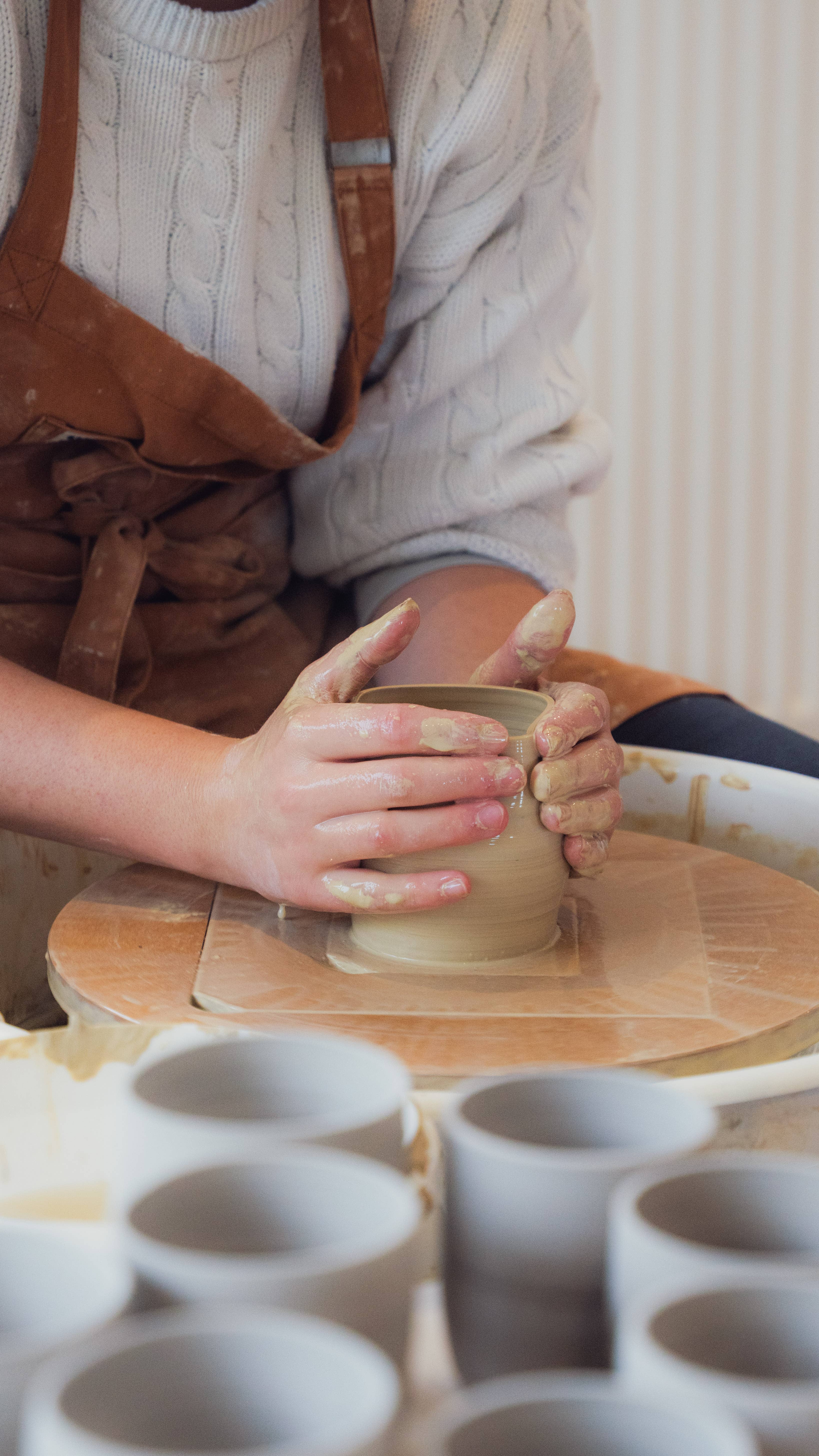 Fernweh Pottery – wholesale Coffee/tea cup – Sea Green Dimple Cup4