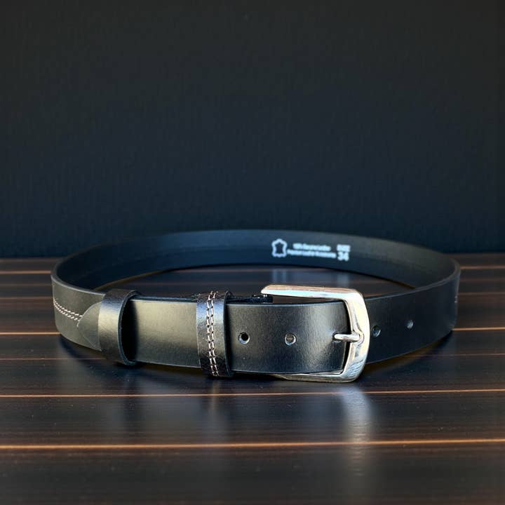 Schwarzer Onyx-Ledergürtel für den Großhandel von Western Linens