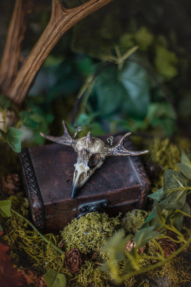 Costurero Real - Wholesale Pendant/Charm Necklace - Raven Skull Necklace Witchcraft Horns Fake Taxidermy3