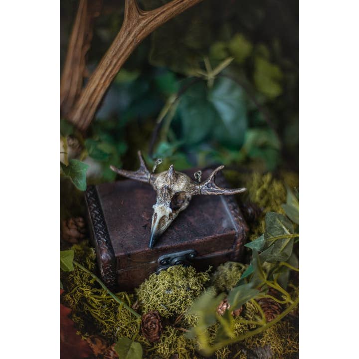 Costurero Real - Wholesale Pendant/Charm Necklace - Raven Skull Necklace Witchcraft Horns Fake Taxidermy3