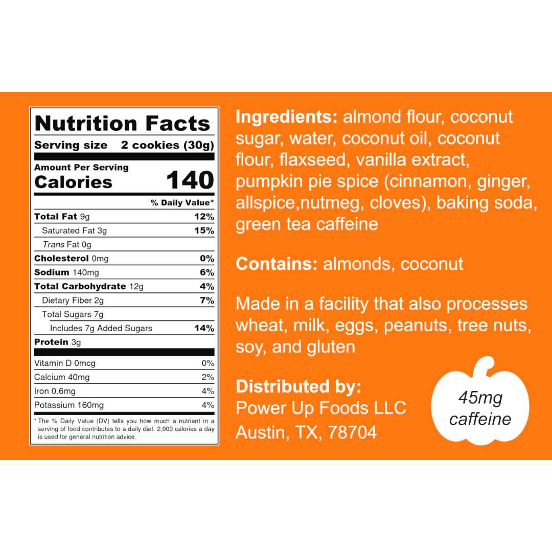 Power Up Foods - Wholesale Cookie - Caffeinated Pumpkin Spice Cookies (LIMITED EDITION)1