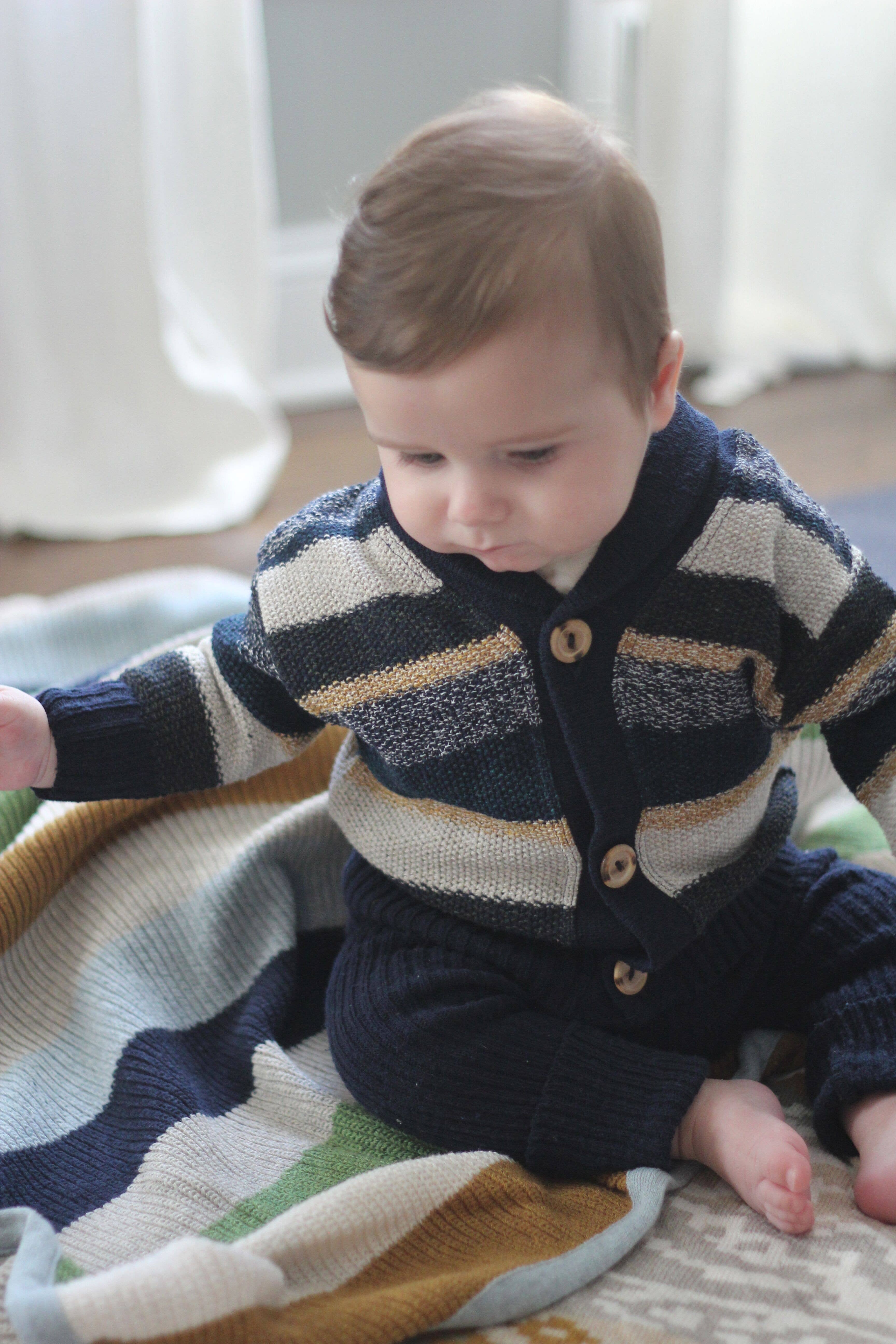 loop collection - Wholesale Cardigan - Baby - Historian Recycled Cotton Baby/Toddler Sweater -Navy3