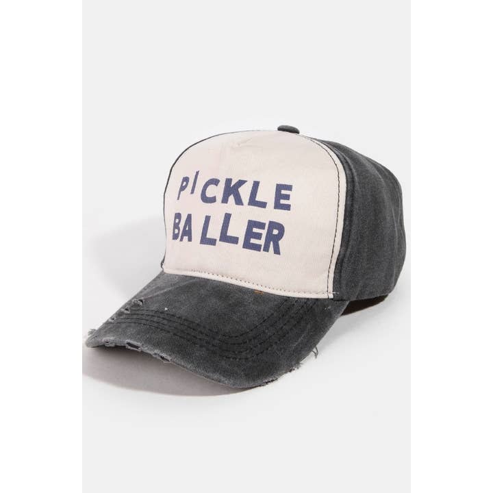 Collections by Fame Accessories - Wholesale Baseball Cap - Women's - Pickle Baller Distressed Denim Trucker Hat