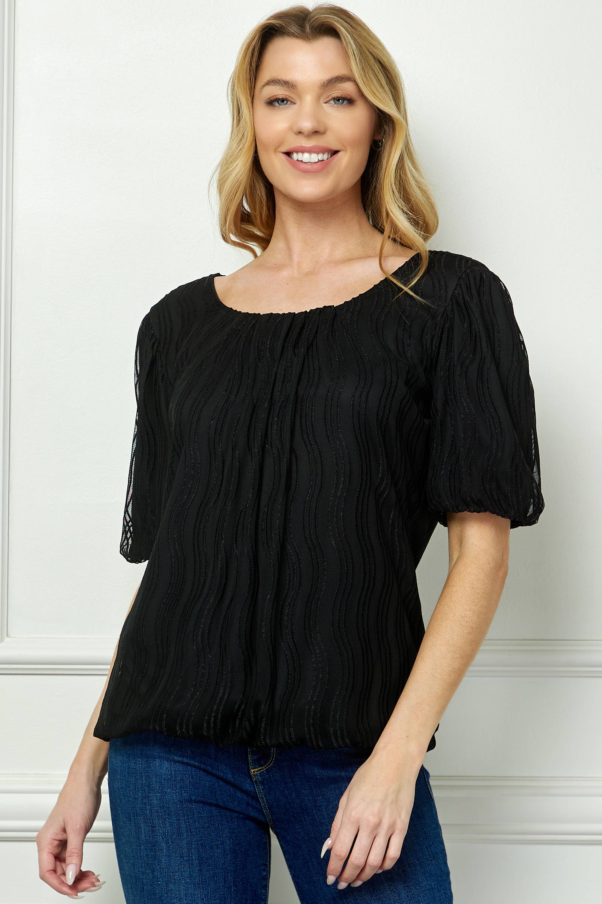 トップス organdyfrill layered point gather sleeve ✨ Easy Pointy