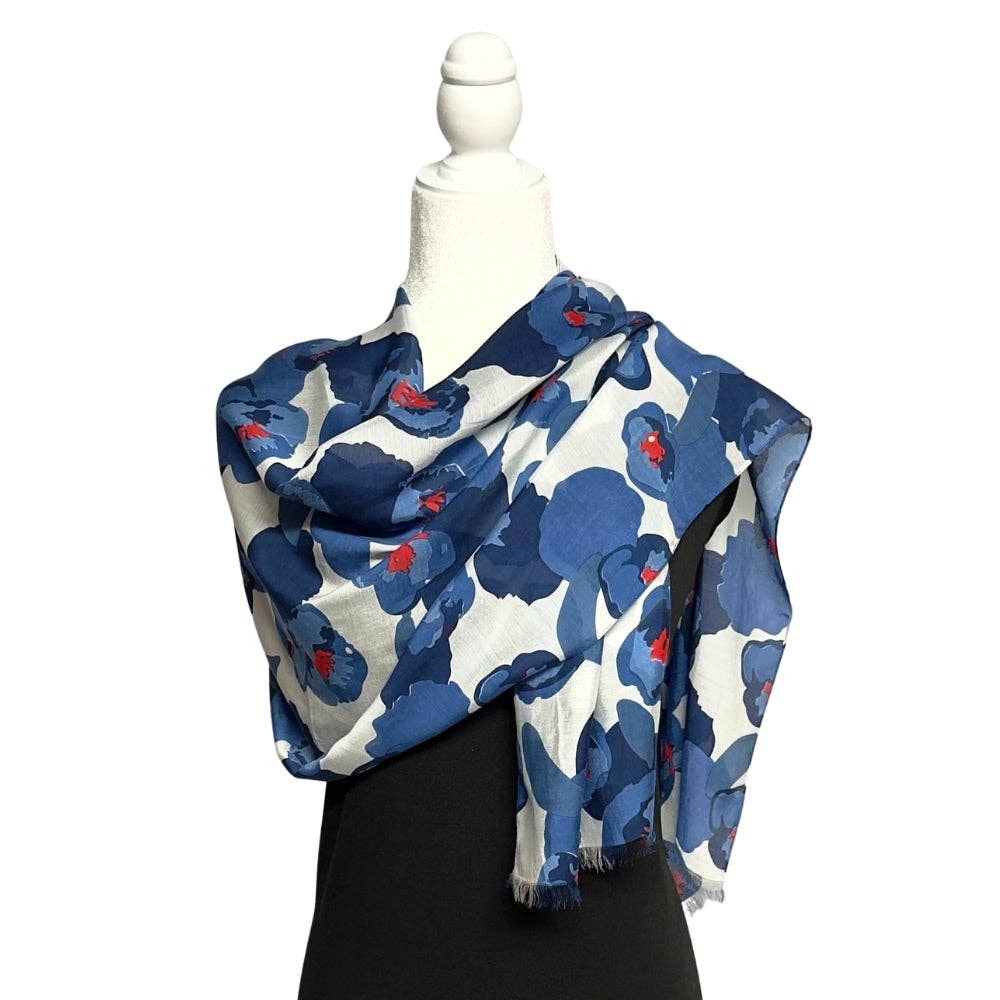 Humble Hilo – Cachecol - Mulher por atacado – Lenço Humble Hilo com arte de papoulas vetoriais2