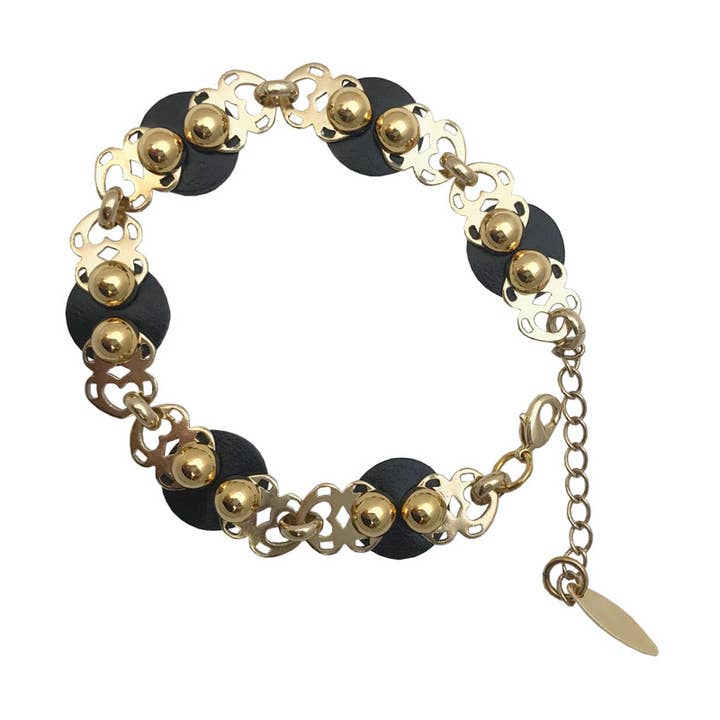 Goldenes schwarzes Lederarmband - Sevsevad für den Großhandel von SEV SEVAD