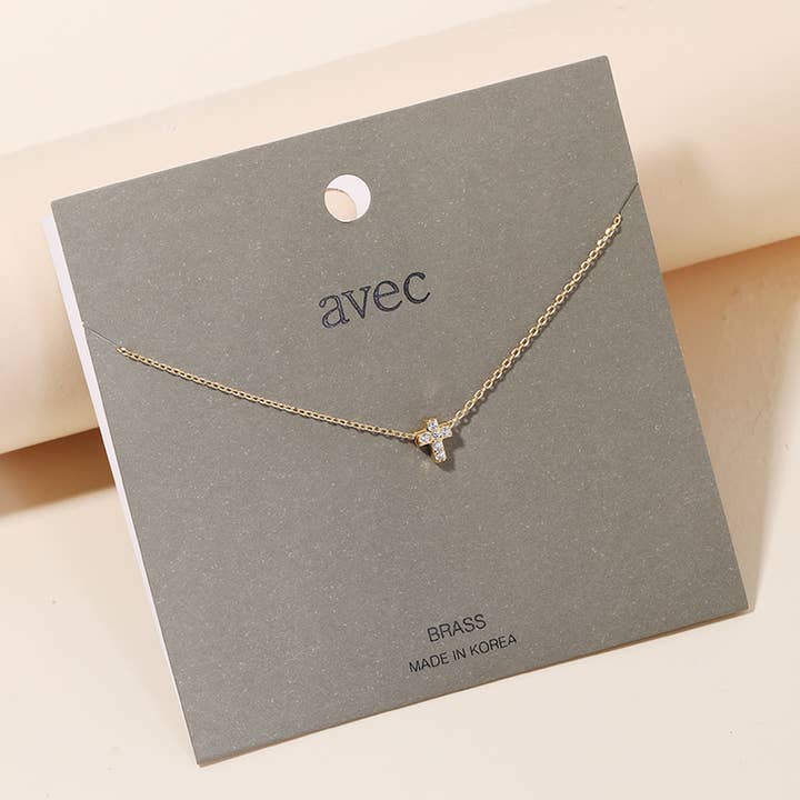 Collier à breloques Mini Pave Cross pour la vente par Anarchy Street