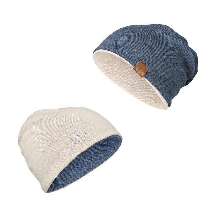 Merino Wendemütze - Jeans-Beige für den Großhandel von MAYLILY