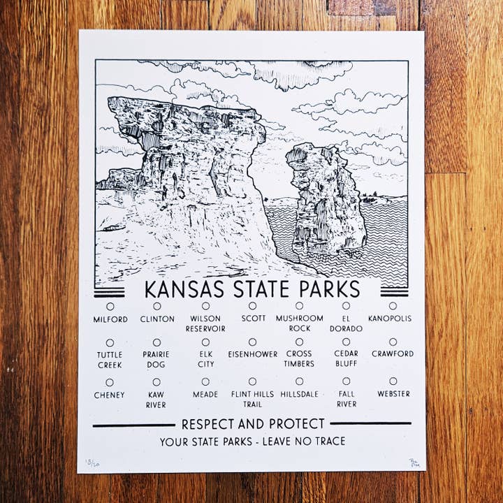 Kansas State Parks Hand-pulled Screen Print for wholesale by BC Print Media