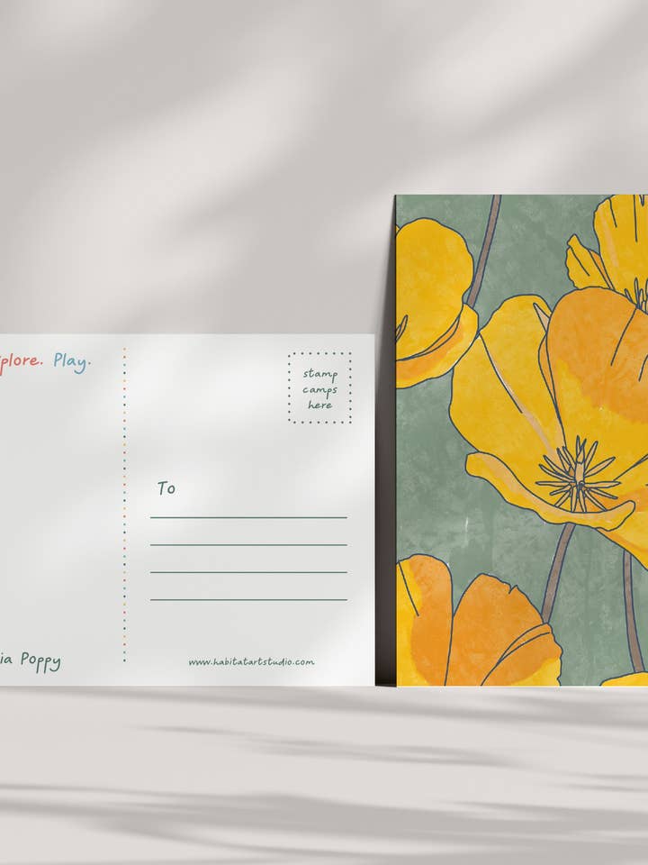 Papaveri della California | Cartolina per la vendita all'ingrosso da parte di Habitat Art Studio