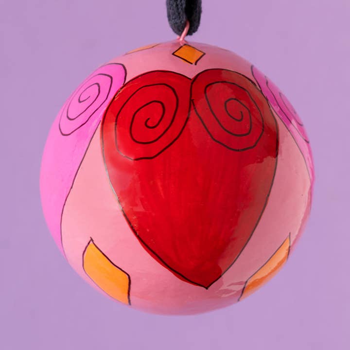 Ian Snow Ltd – wholesale Ornament – Pink & Yellow Hearts Bauble0