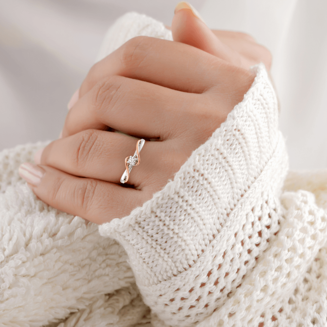 Fine Diamond – Anel de casamento por atacado – Anel de Noivado Solitário com Diamante de 14K em Dois Tons4