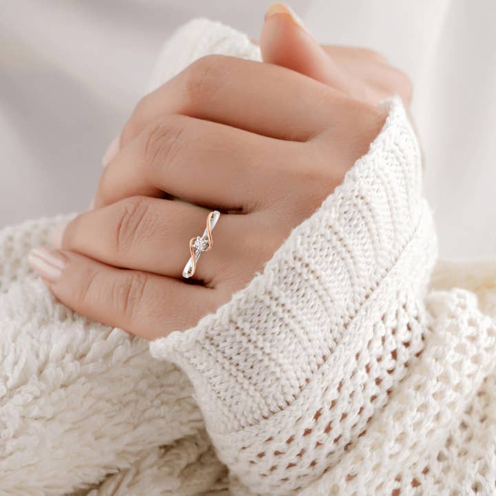 Fine Diamond - Wholesale Wedding Band/Ring - 14K Dual Tone Solitaire Diamond Wedding Ring4