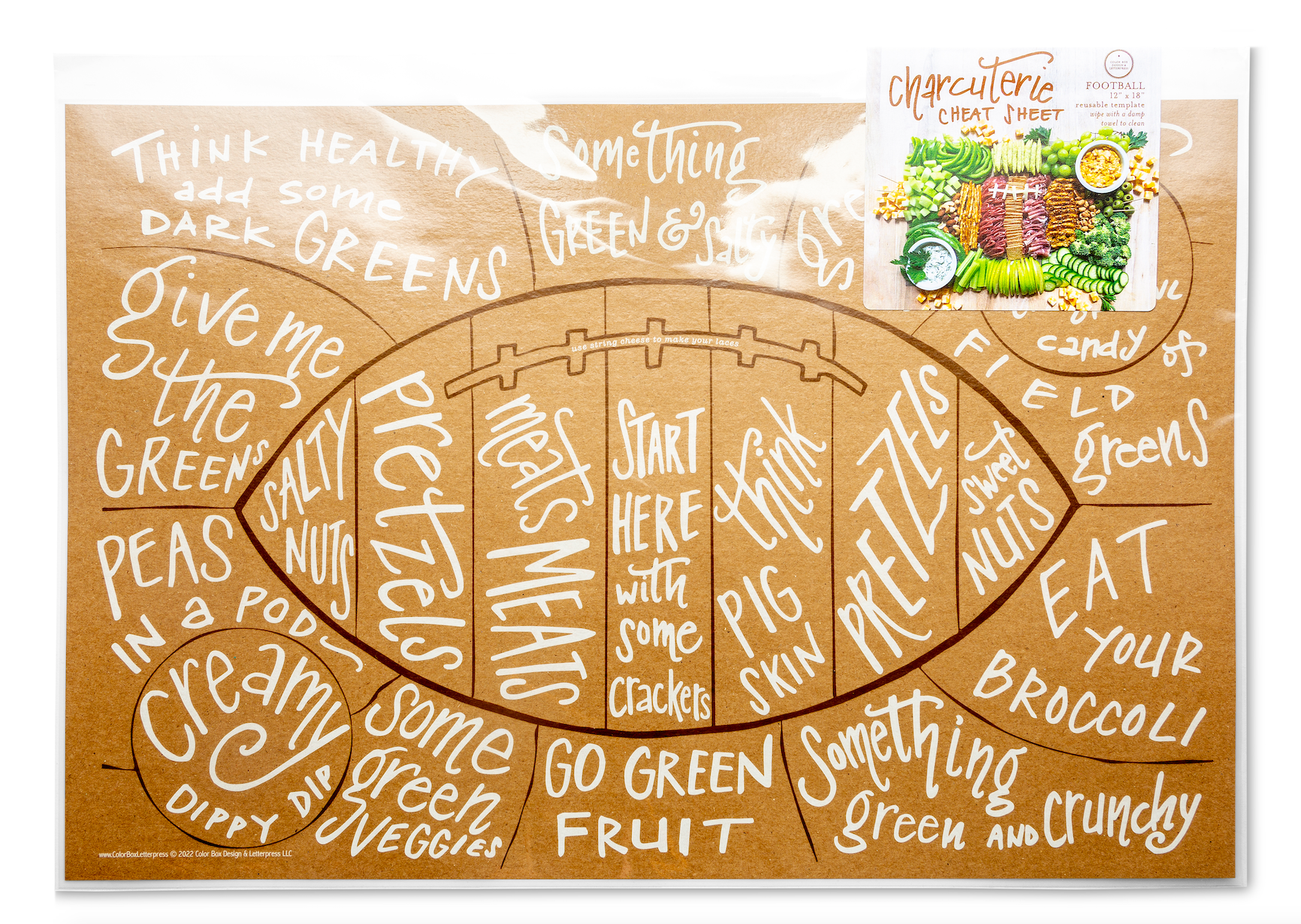 Color Box Design & Letterpress – Tábua de queijos por atacado – Folha de referências de charcutaria | Futebol3
