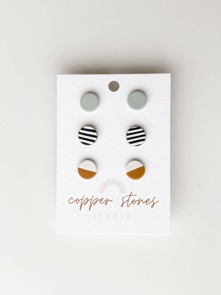 Macie Stud Pack for wholesale by Copper Stones Studio