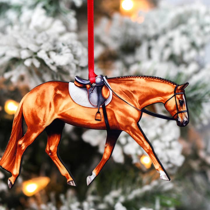 Classy Equine - Wholesale Ornament - Chestnut English Pleasure - Hunt Seat Quarter Horse Ornament