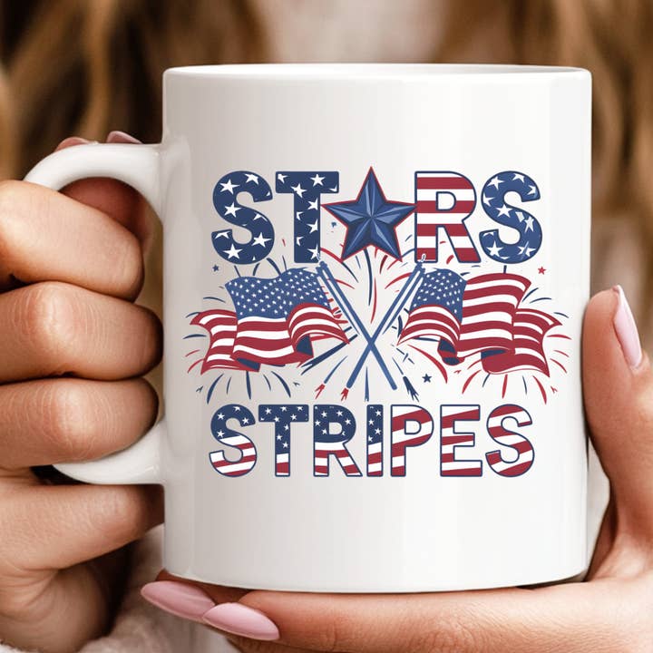 Mug Étoiles et Rayures 4 Juillet pour la vente par Hello Gorgeous Mugs