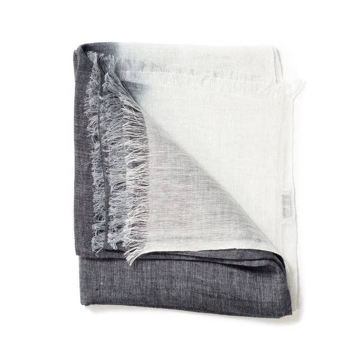 Variously - Wholesale Scarf - Women's - Granite Black Ombre Soft Linen Silk Handloom Scarf