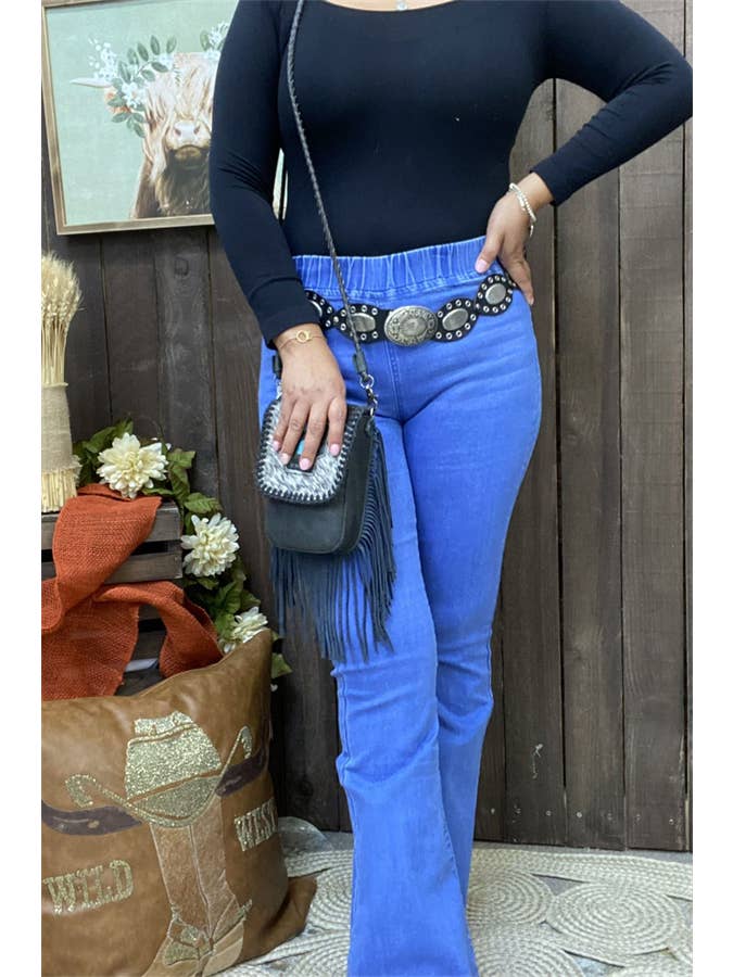 luluclothes - Wholesale Pants - Women's - S009 Elastic band waist long straight women blue pants1