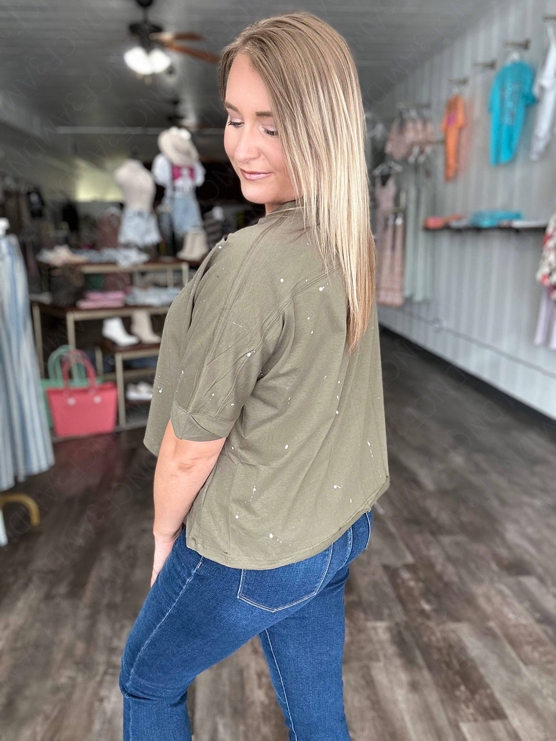 Forever3AM - Vente T-shirt – femme - T-shirt Addison à éclaboussures de peinture et tee-shirt vieilli12