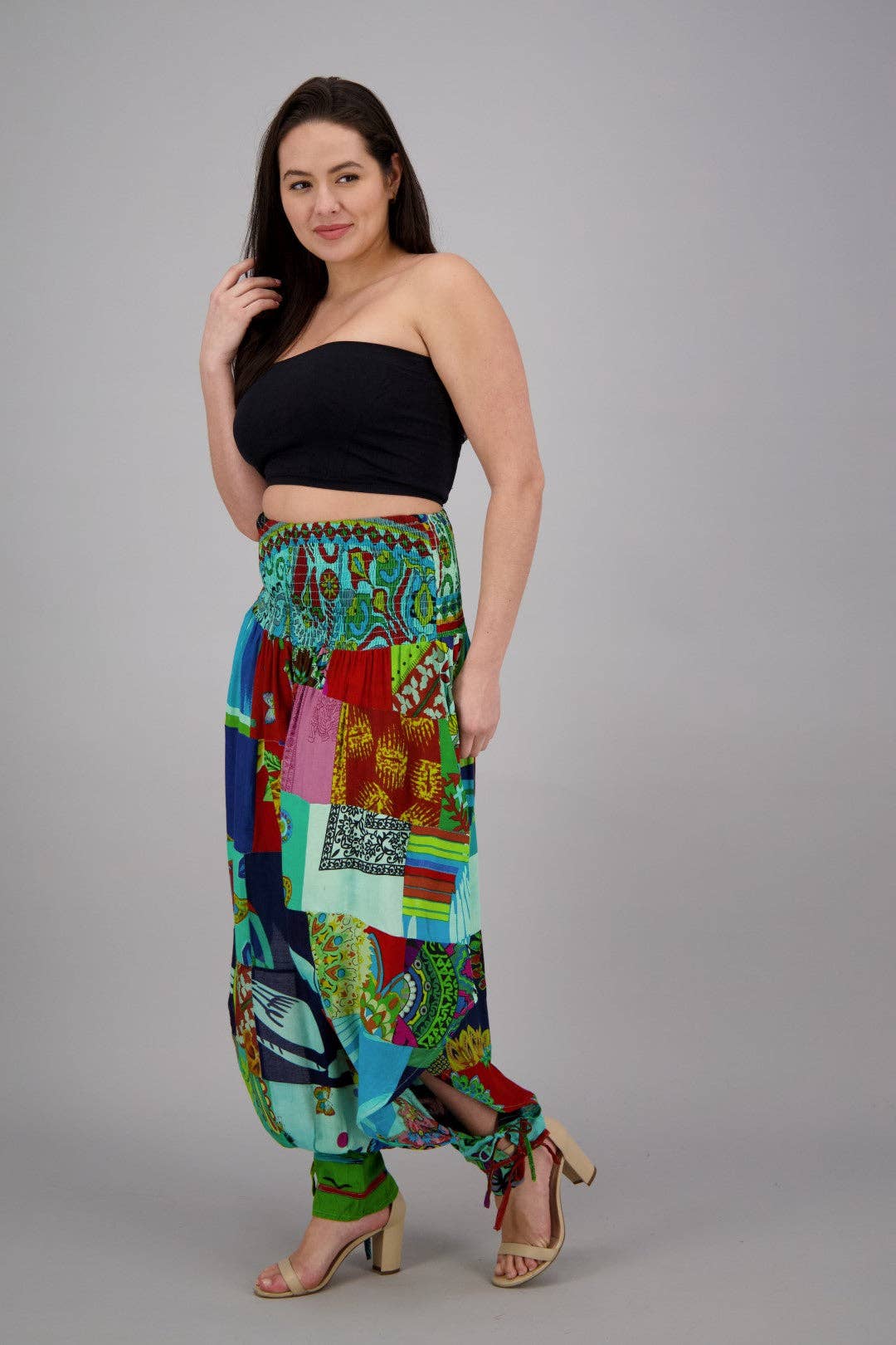 Colores surtidos Pantalones Harem Patchwork PAT-3291 de venta al por mayor en Faire10