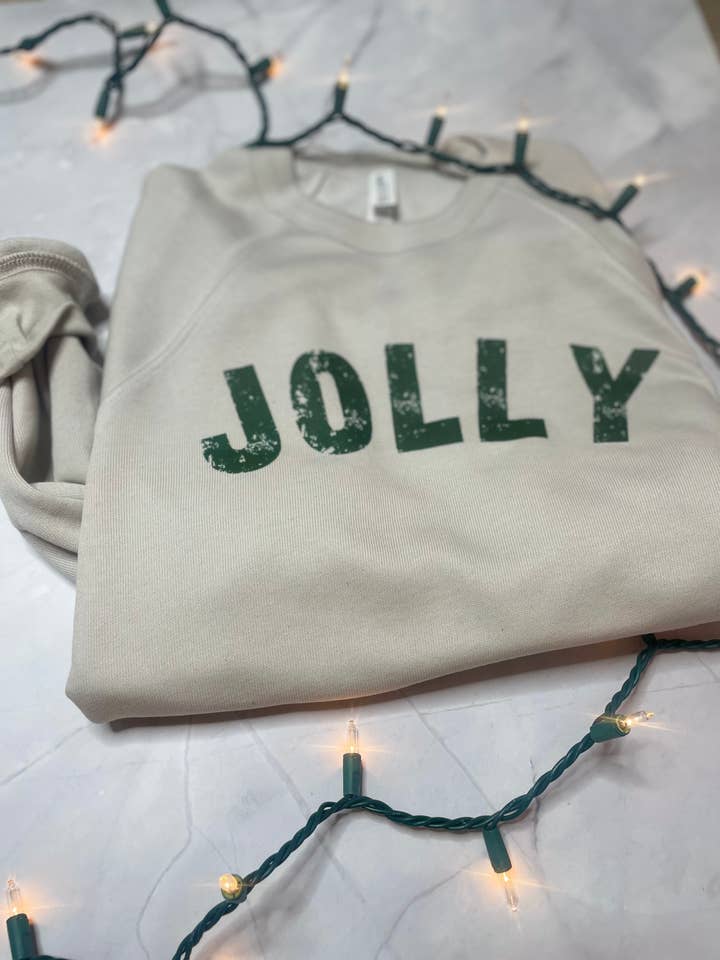 Jolly Sweatshirt | Women's | Natural and Green for wholesale by Charlie Rae