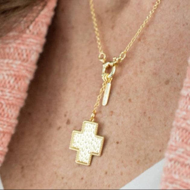 Roped Cross Pendant Necklace with "I Am" Charm for wholesale by Eby Ruth