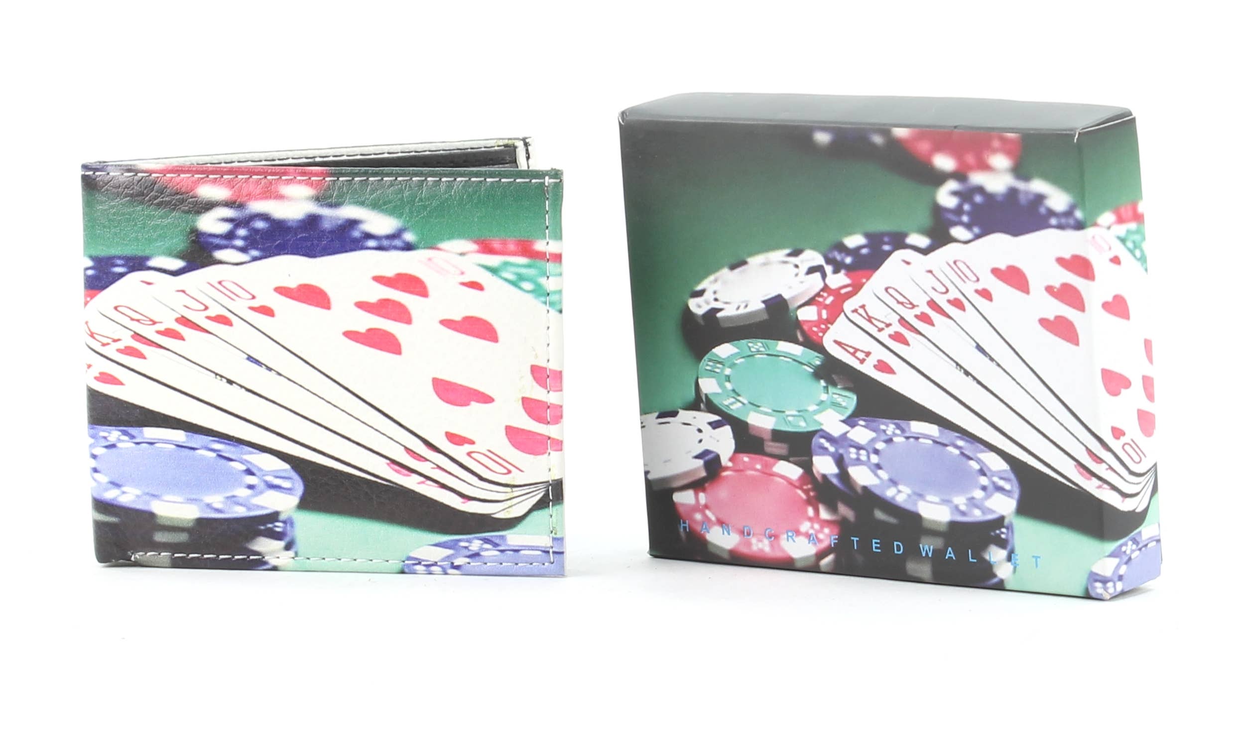 Leather Impressions Inc - Wholesale Wallet - Men's - Poker Chips Vegan Leather Bi Fold Wallet  # VL 5196