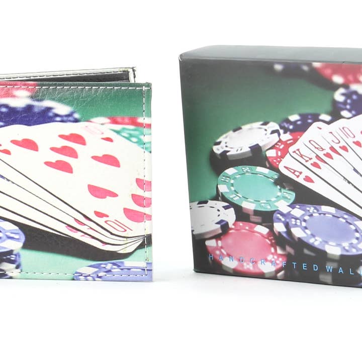 Leather Impressions Inc - Wholesale Wallet - Men's - Poker Chips Vegan Leather Bi Fold Wallet # VL 5196