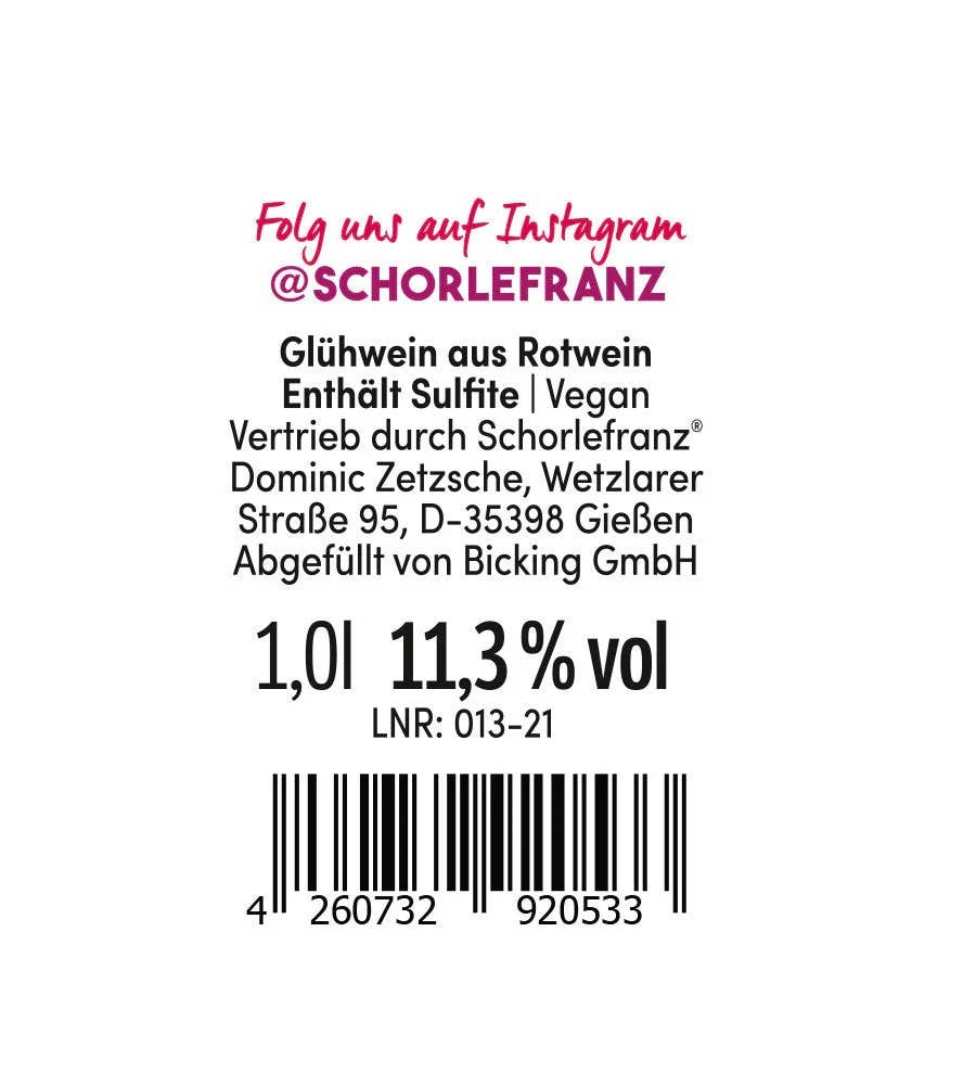 schorlefranz - Wholesale Red Wine - Glühfranz red mulled wine 1L3