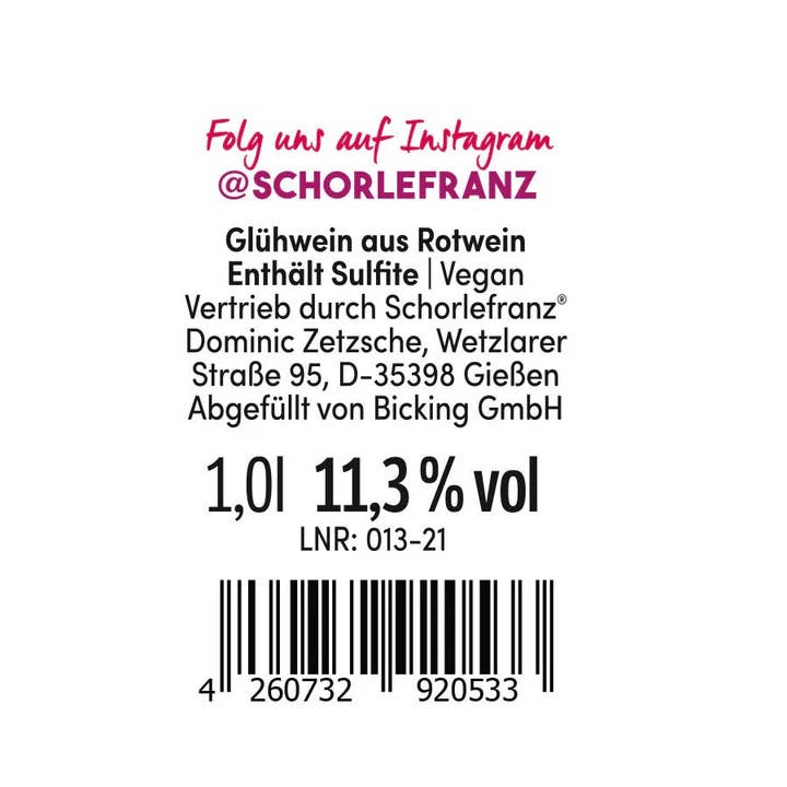 schorlefranz - Wholesale Red Wine - Glühfranz red mulled wine 1L3