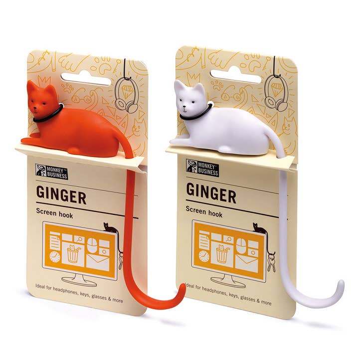 Monkey Business Design USA LLC - Wholesale Decorative Figurine - Cat Tail Hook For Computer Accessories | Ginger12