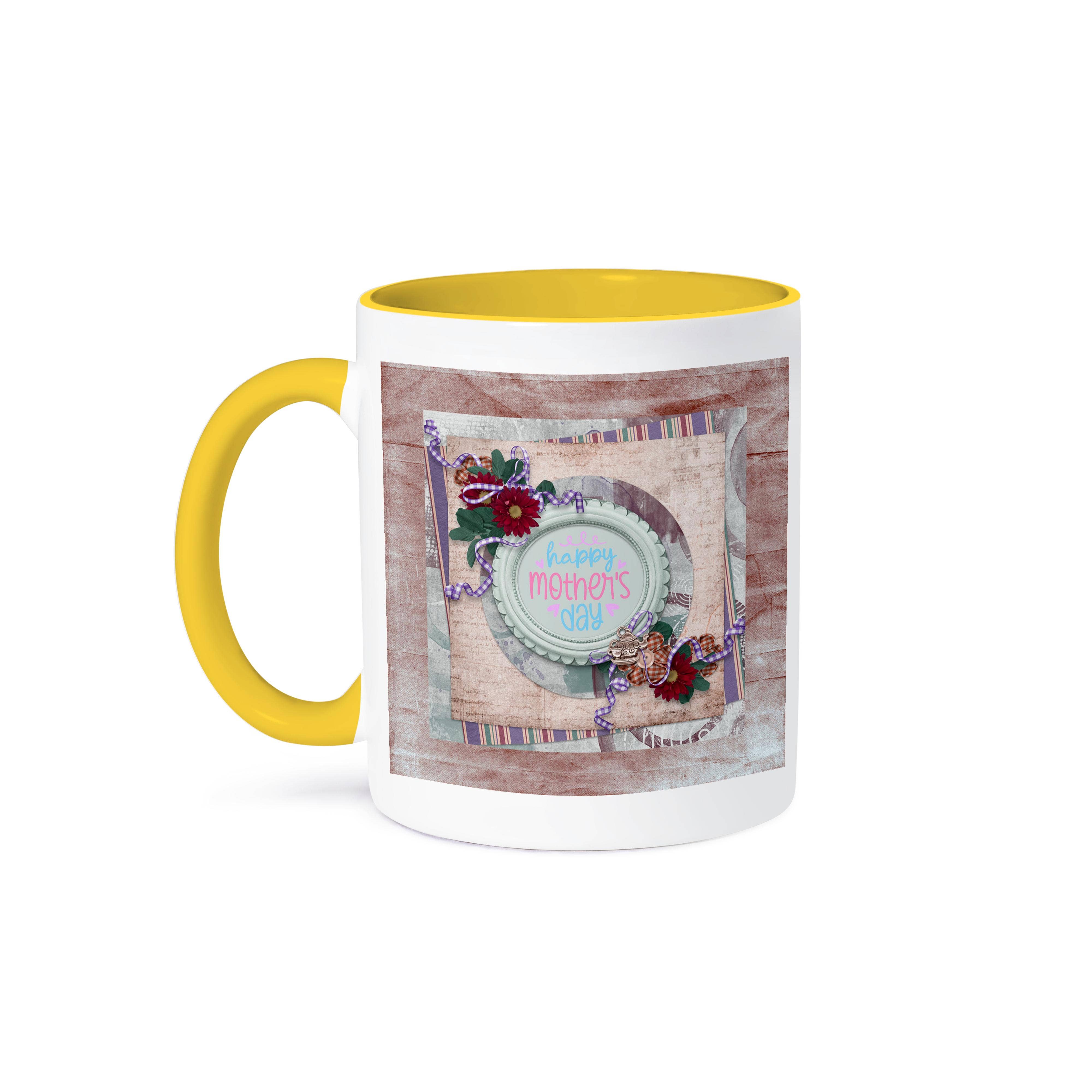 3dRose – wholesale Coffee mug – 3dRose, Image of Mothers Day in Flora Round Frame, Tea Pot and Cup Charm, Mug0