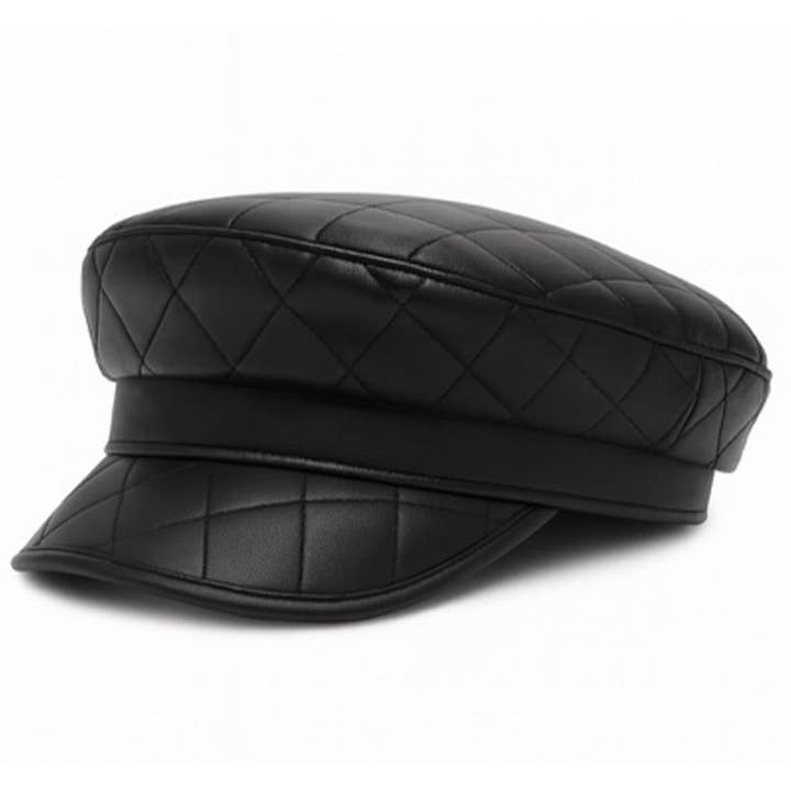 Casquette Gavroche en Similicuir Matelassé AHT-91579 pour la vente par Oblige by G