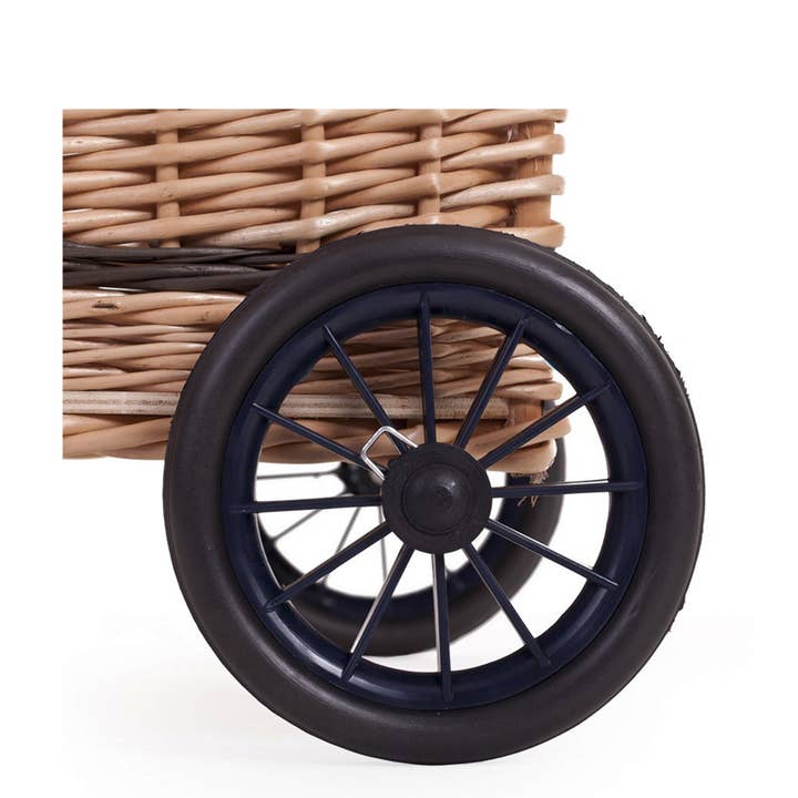 The Wicker Stories - Wholesale Basket - Wicker Fireplace Basket On Wheels, Firewood Roller