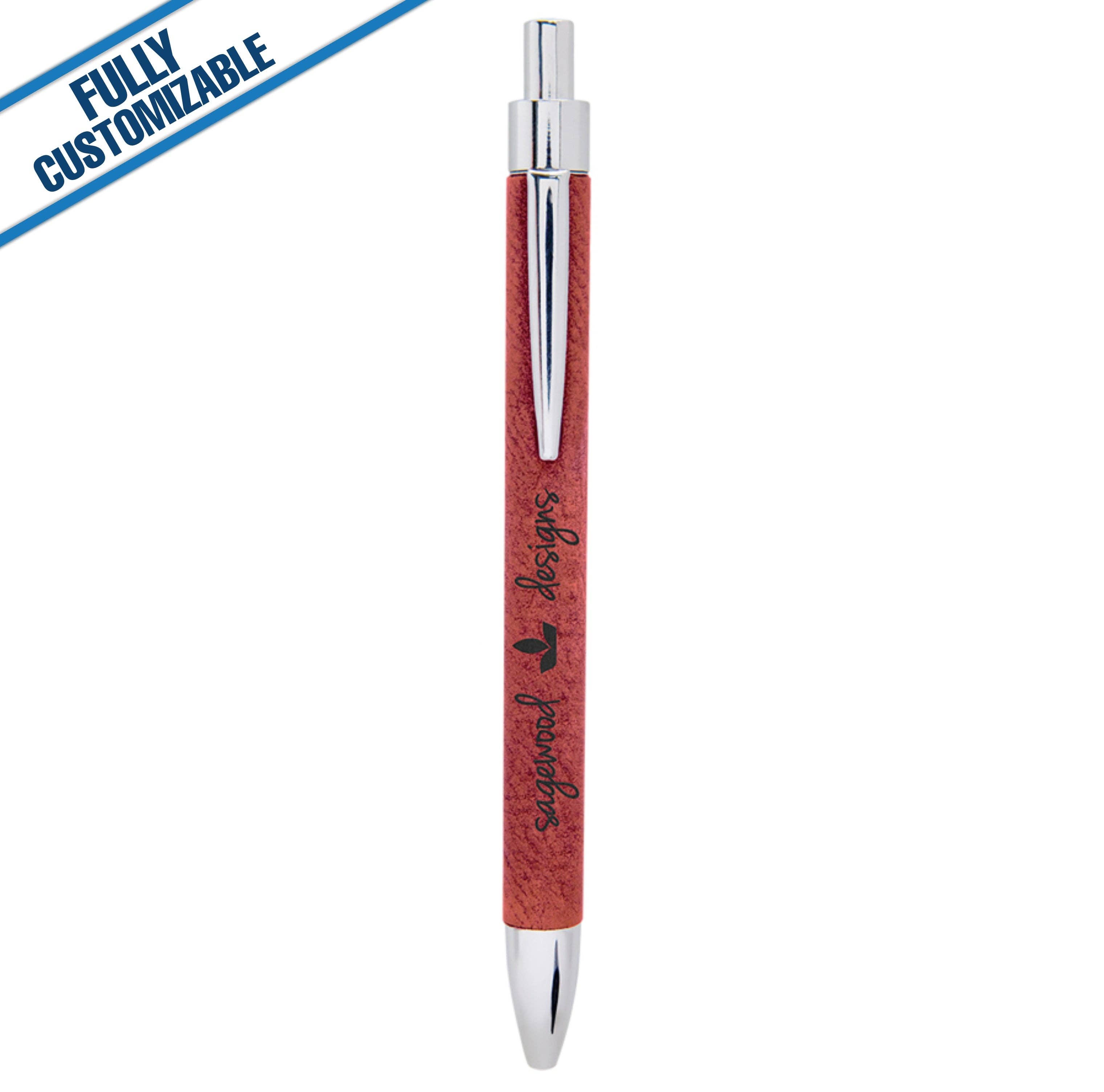 GiftWorksPlus - Vente Stylos - Stylo en similicuir gravé - Entièrement personnalisable6