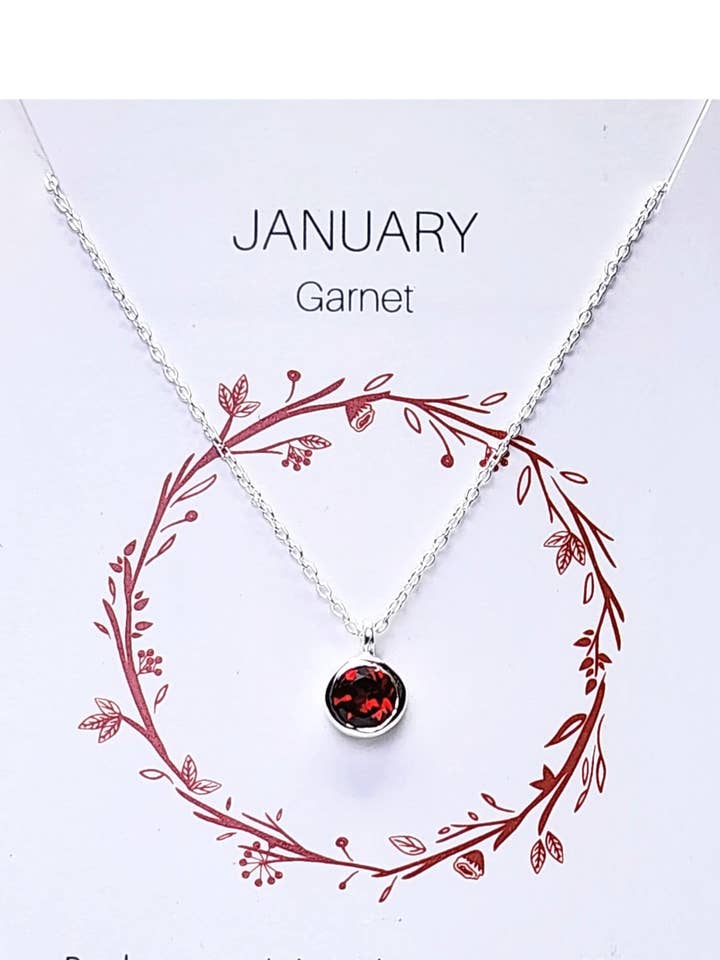 Colar Pedra de Nascimento de Janeiro em Granada+Prata de 1ª Lei por atacado de Heart and Lotus Sterling Silver Jewelry